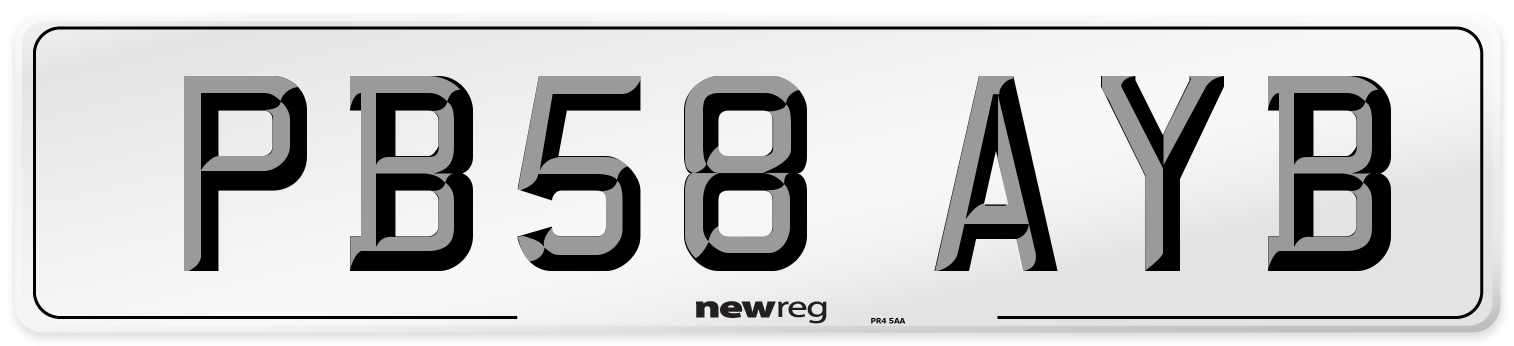 PB58 AYB Number Plate from New Reg